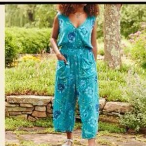 APRIL CORNELL | blue floral jumpsuit | xl